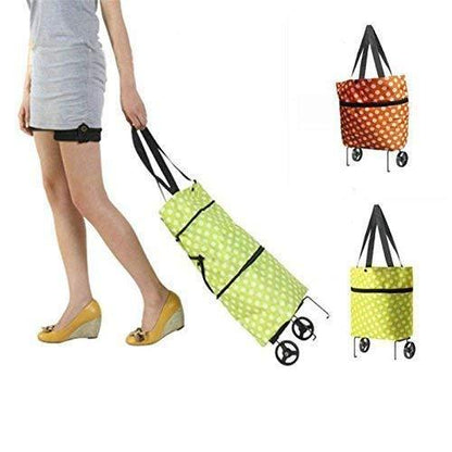 Foldable Shopping Trolley Bag with Wheels Folding Travel Luggage Bag/Vegetable, Grocery, Shopping Trolley Carry Bag (Multi color)