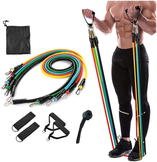 Resistance Exercise Stretching Bands with Door Anchor, Handles, Waterproof Carry Bag, Legs Ankle Straps for Resistance Training, Physical Therapy, Home Workouts ,Rubber