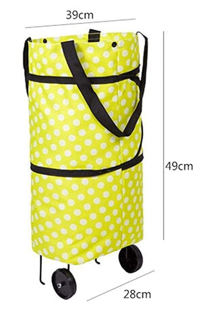 Foldable Shopping Trolley Bag with Wheels Folding Travel Luggage Bag/Vegetable, Grocery, Shopping Trolley Carry Bag (Multi color)