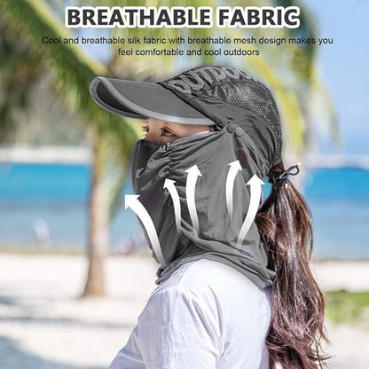 Sun Cap with Detachable Cotton Face Cover For Women