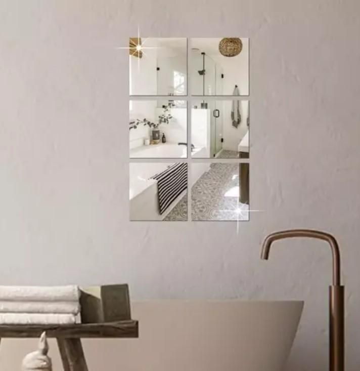 Big Square Silver 3D Acrylic Mirror Wall Sticker (Pack of 1)